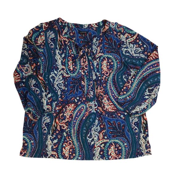 Lands End Tunic Top Women's Size 18w Multicolor Floral Abstract Statement - Picture 1 of 6